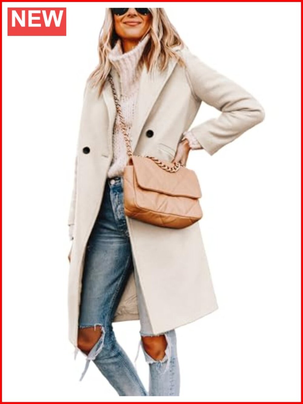 Women's Wool Pea Coat Notch Lapel Double-Breasted